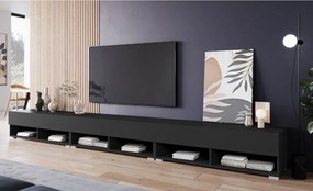 Široká RTV skrinka 300 cm čierna Lowboard A (LOWA300Z + LED)