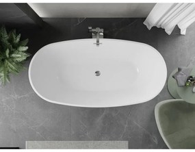 Mexen Eris, voľne stojaca vaňa 180 x 80 cm, biela-čierna, chrómový prepad, 53441808075-01