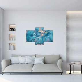 Obraz - Morská víla s delfínmi (90x60 cm)