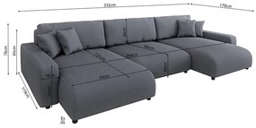 Tmavosivá menčestrová rozkladacia/s úložným priestorom rohová pohovka Sara – Ropez