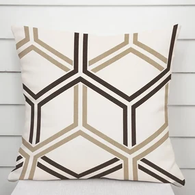 Biante Bavlnená obliečka na vankúš Sandra SA-558 Hnedé hexagóny na krémovom 35 x 45 cm
