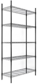 Drôtený regál - 181x91x35 cm - čierna farba