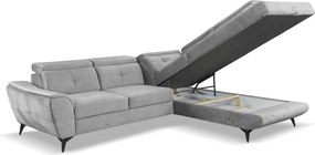 Rohová sedacia súprava Sergio, svetlo šedá látka, pravý roh