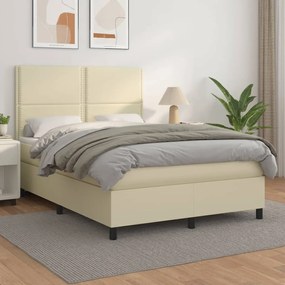 Boxspring posteľ s matracom krémová 140x190 cm umelá koža 3142781
