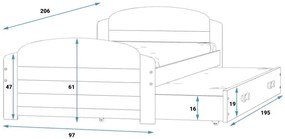 Posteľ s prístelkou LILI 200x90cm - Grafit - Zelená