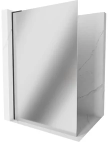 Mexen Kioto L, sprchová zástena Walk-In 100 x 200 cm, 8mm sklo vzor zrkadlo, čierny profil, 800-100-103-70-50