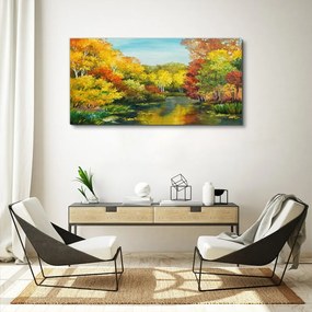 Obraz na plátne Lesné rieka Stromy Sky