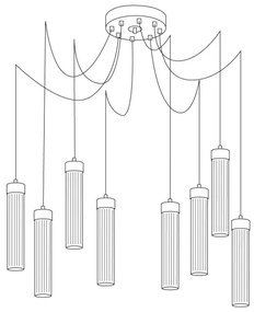 Kolarz 6009.30850 - Luster na lanku RAGGIO 8xE14/25W/230V pavúk striebro