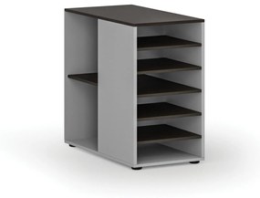 Prístavná policová skrinka k pracovnému stolu PRIMO GRAY, ľavá, sivá/wenge