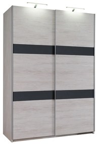 Skriňa Verdek SZ150 VD12, Farby: dub monastery / dub monastery + čierny lesk, Osvetlenie: osvetlenie LED, Systém tichého zatvárania: áno, Zrkadlo: nie
