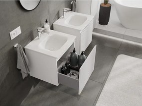 Mexen Rivel, kúpeľňová skrinka 50 cm s umývadlom Vela, 1 zásuvka, drážkovaná, biela matná, 91A20-05047-1-BF01-W23M01