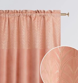 Lososový zatemňujúci záves s elegantným vzorom na riasiacu pásku 140x280 cm