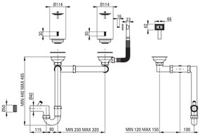 Deante Xylo, nerezový drez na dosku 1,5-komorový B/O 620x440x150 3,5" + sifón, vzor satyna, ZEX_0503