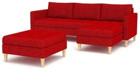 Škandinávska rohová pohovka a taburetka OSLO červenej farby 155 cm