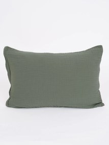Mušelínová obliečka na vankúš 40 x 60 cm - Alexia Duo olivová/prírodná
