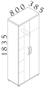 Vysoká široká šatníková skriňa Visio LUX 80 x 38,5 x 183,5 cm, dub