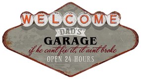 Kovová nástenná ceduľa Welcome Daďs Garage - 49*1*27 cm
