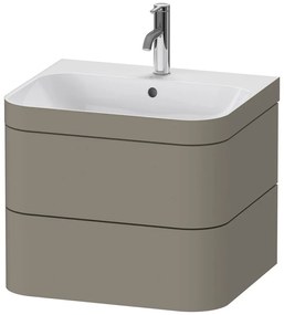 DURAVIT Happy D.2 Plus c-bonded závesná skrinka s nábytkovým umývadlom s otvorom, 2 zásuvky, 575 x 490 x 480 mm, kameňovo šedá matná lakovaná, HP4635O9292