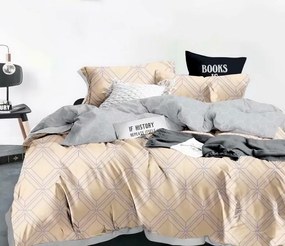 Béžové posteľné obliečky s geometrickým motívom