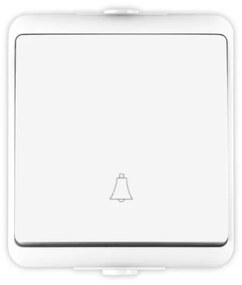 Elhard Vonkajšie zvončekové tlačidlo na omietku Tew, IP44, biele TE1002W