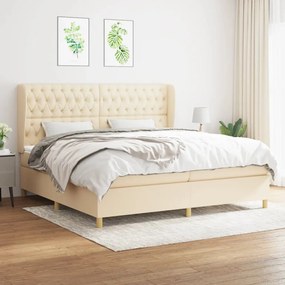 Boxspring posteľ s matracom krémová 200x200 cm látka 3128794