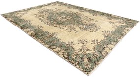 Ručne tkaný vlnený koberec Vintage 10005 ornament / kvety, béžový / zelený