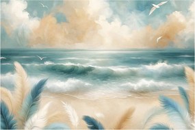 Obraz – Maľovaná pláž v jemných farbách (90x60 cm)