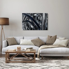 Obraz sivej abstrakcie s modrou (90x60 cm)