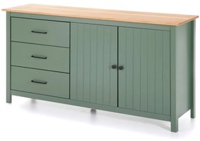 Zelená/v prírodnej farbe nízka komoda z borovicového dreva 150x80 cm Miranda – Marckeric