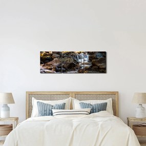 Obraz kamenistého potoku (s hodinami) (90x30 cm)