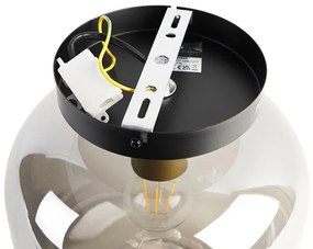 Dizajnové stropné svietidlo čierne & zlaté s dymovým sklom - Zuzanna