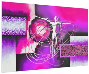 Abstraktný obraz fialových tanečníkov (90x60 cm)