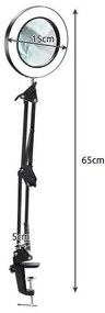 LED Stmievateľná stolná lampa s lupou LED/6W/5V čierna