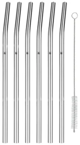Set 6 antikoro slamiek s čistiacou kefkou WMF Profi, dĺžka 24 cm