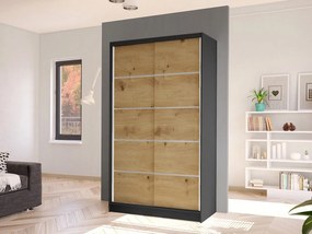 Šatníková skriňa Master IV (čierna + dub artisan). Vlastná spoľahlivá doprava až k Vám domov. 1122566