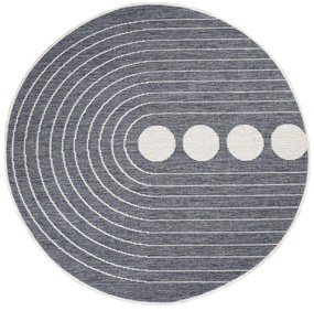 Dekorstudio Obojstranný okrúhly koberec na terasu DuoRug 5739 - sivý Priemer koberca: 160cm