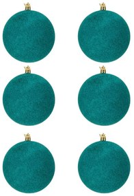 DECOLED Plastová guľa, 10 cm, pávia zelená, 6x trblietka