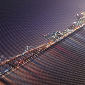 Obraz pohľadu na San Francisco, California (s hodinami) (90x30 cm)