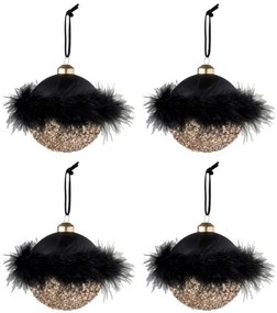 4ks zlatočerné vianočné gule Baubles  – Ø 11 cm