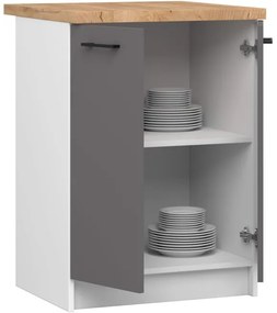 Spodná kuchynská skrinka s doskou OLIWIA S60 biela / grafitová / sivá