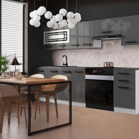 Kuchynská linka Belini Premium Full Version 240 cm šedý lesk s pracovnou doskou  LILY