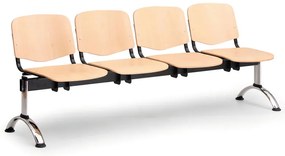 Drevená lavica ISO II, 4-sedadlo - chrómované nohy, buk