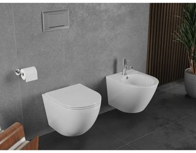 Mexen Lena, závesná WC misa 490x360x340 mm, Rimless Tornádo + toaletné WC sedadlo z duroplastu, biela lesklá, 30220400T