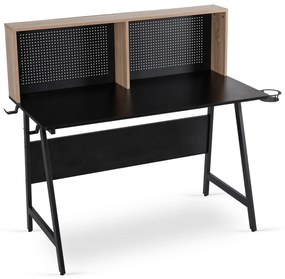 Moderný gamer stôl ICE, čierny/dub sonoma