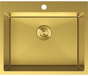 Mexen Solix, 1-komorový nerezový drez 600 x 500 mm, brúsená zlatá, 6408601000-55