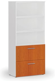 Skriňa so zásuvkami pre závesné zložky PRIMO WHITE, 800 x 420 x 1781 mm, biela/čerešňa