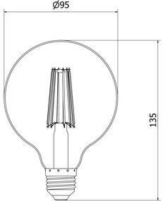 Mexen Vintis, LED žiarovka E27, G95, 10W, Neutrálna - 4000K, 1320 lm, číra - L157-E27-1040-00