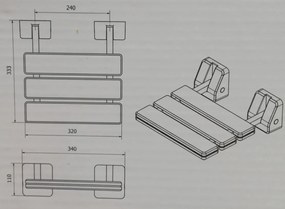 BISK Erga Handicap PRO, nástenné sedadlo do sprchy so sklápaním 320x328 mm, biela, ERG-07623