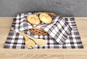 Luxusné kuchynské utierky Karo hnedá egyptská bavlna 50x70 cm set 3 ks