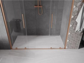 Mexen Velar Duo, posuvné dvere do otvoru 200x200 cm, 8mm číre sklo, medená matná, 871-200-000-02-65